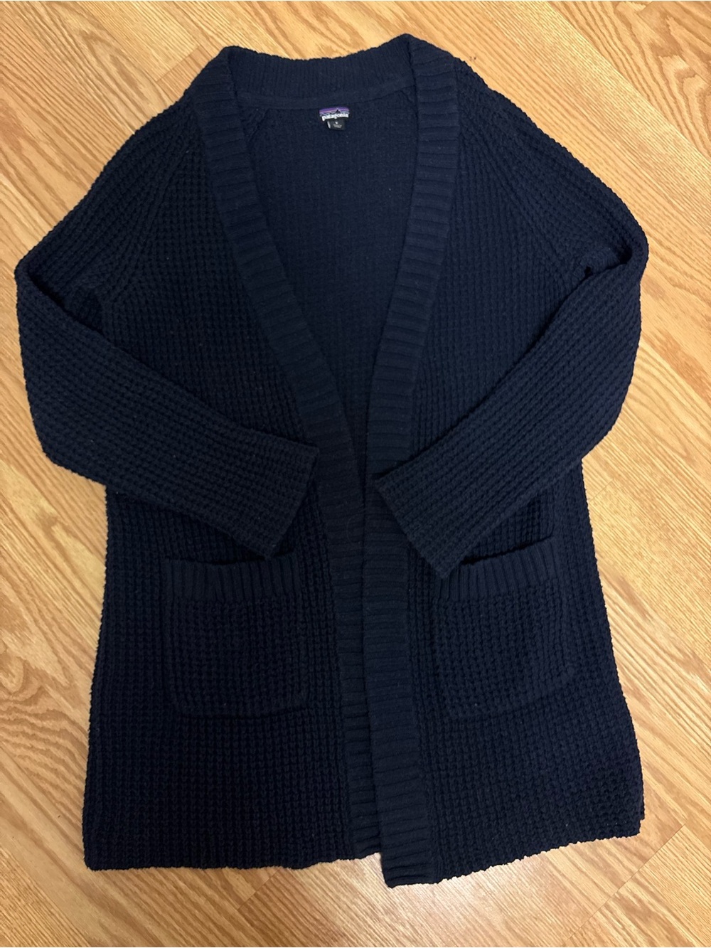 Patagonia Navy Open-Front Chunky Knit Cardigan